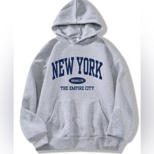 New York Hoodie Size large New Gray Sweatshirt